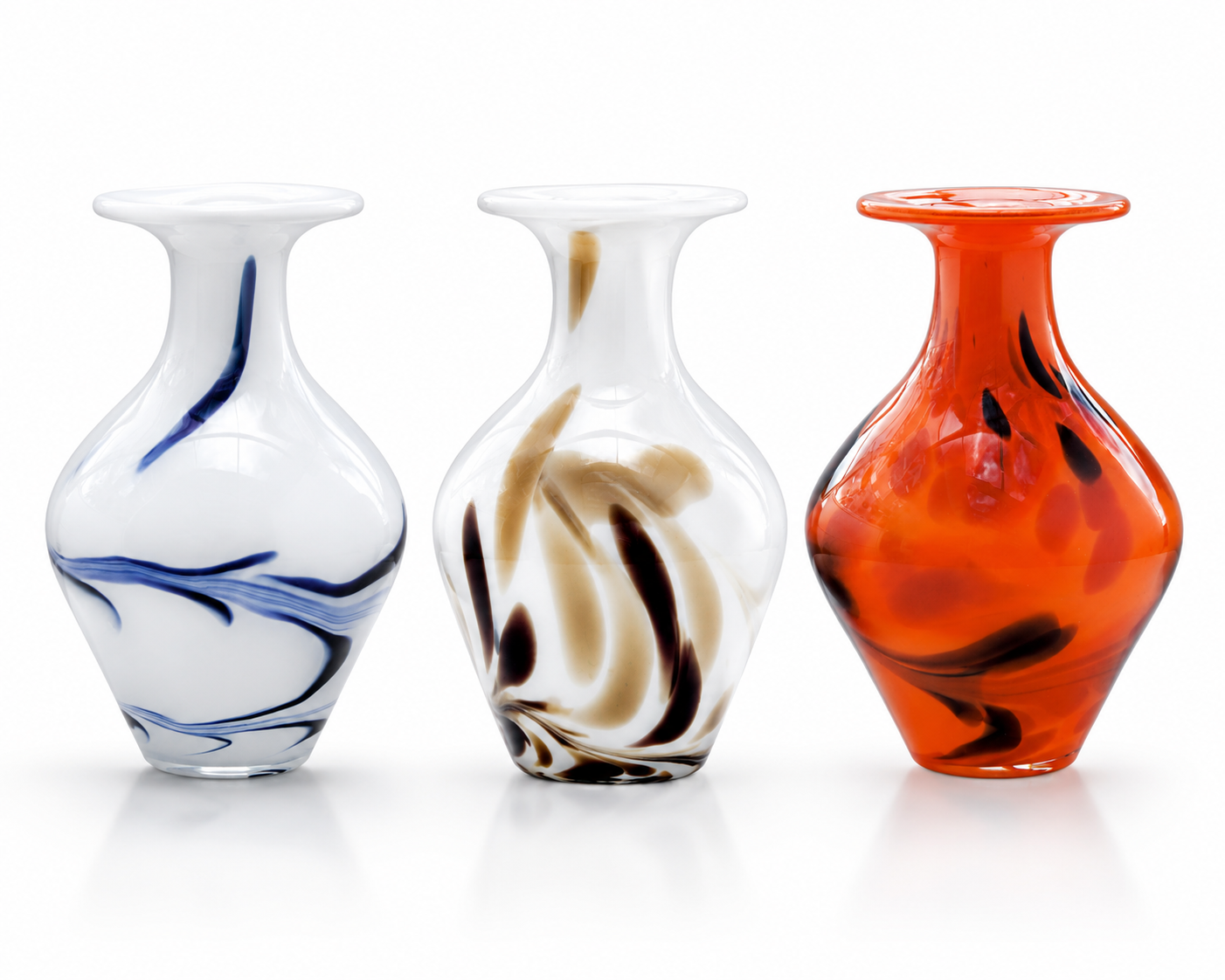 Glasvase Blumenvase Gefäß Amphore Malta 23cm Dekoration farbig mundgeblasen