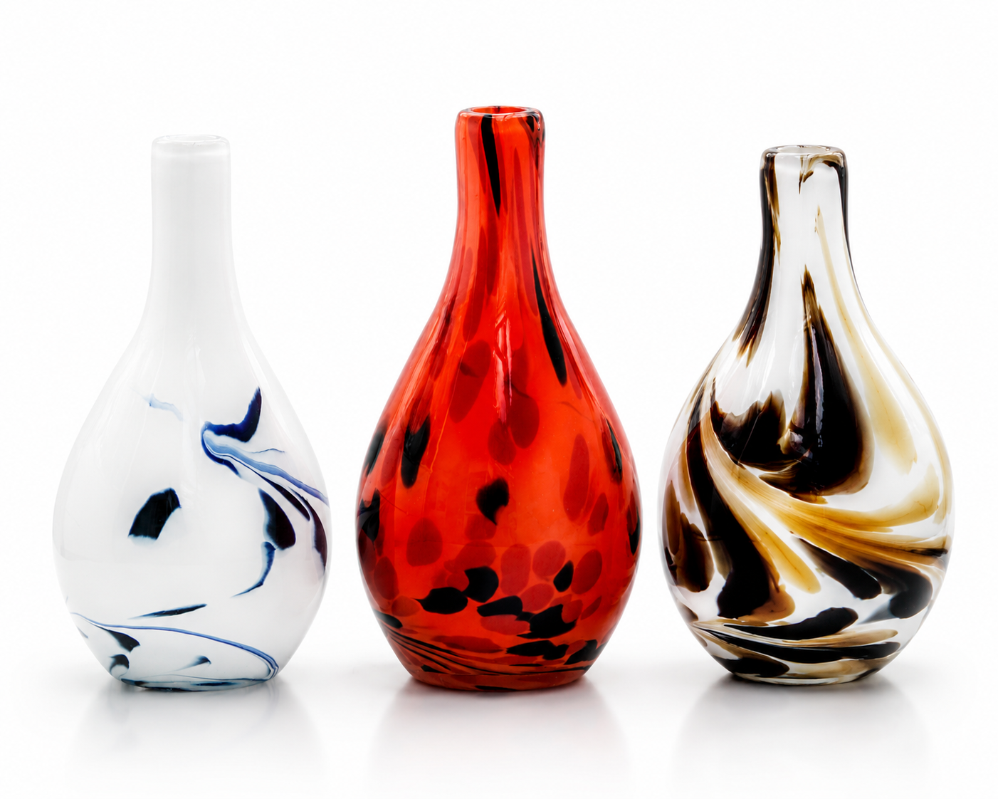 Glasvase Blumenvase Flasche Gefäß Rose 25cm Dekoration farbig mundgeblasen