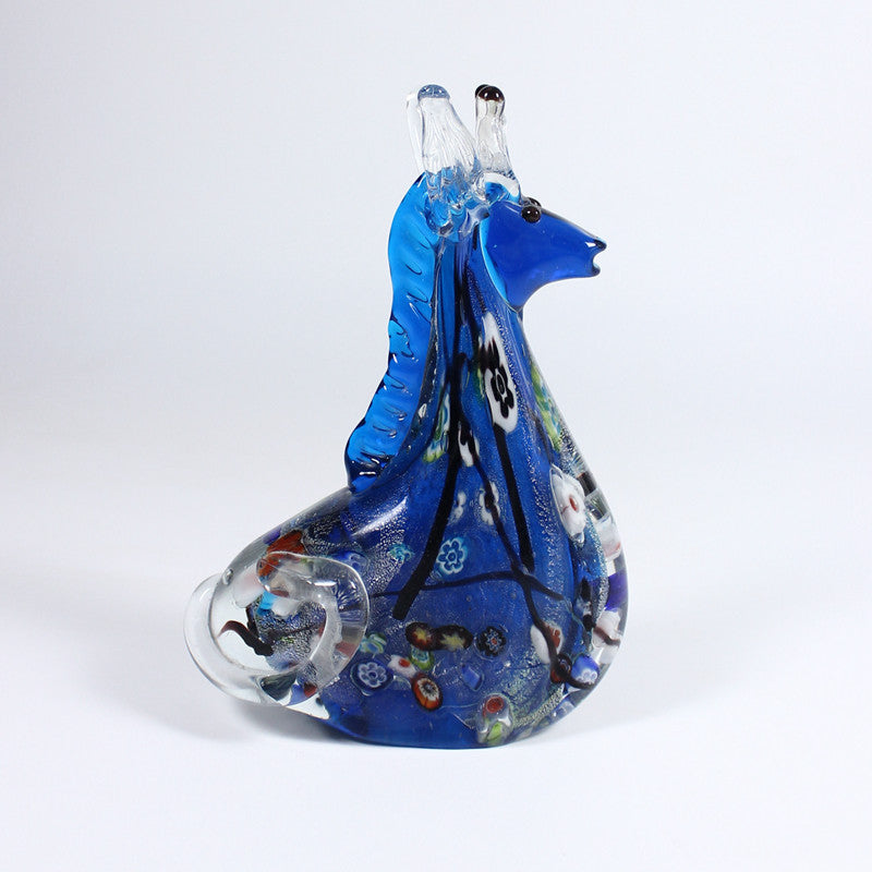 Glasfigur Seepferd Meerestier Murano-Design 17cm handgefertigtes Glastier Unikat