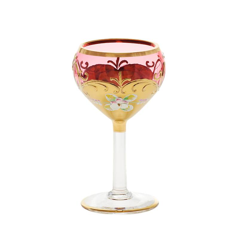 Trinkkelch Red Queen 100 ml, Rot/Gold, aus Glas