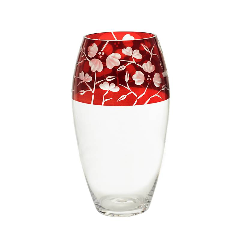 Vase Red Queen 29 cm, Weinrot, aus Glas