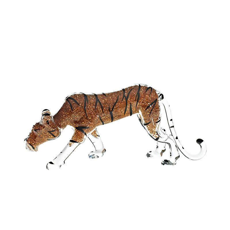 Königstiger 9cm, Gold/Schwarz, aus Glas