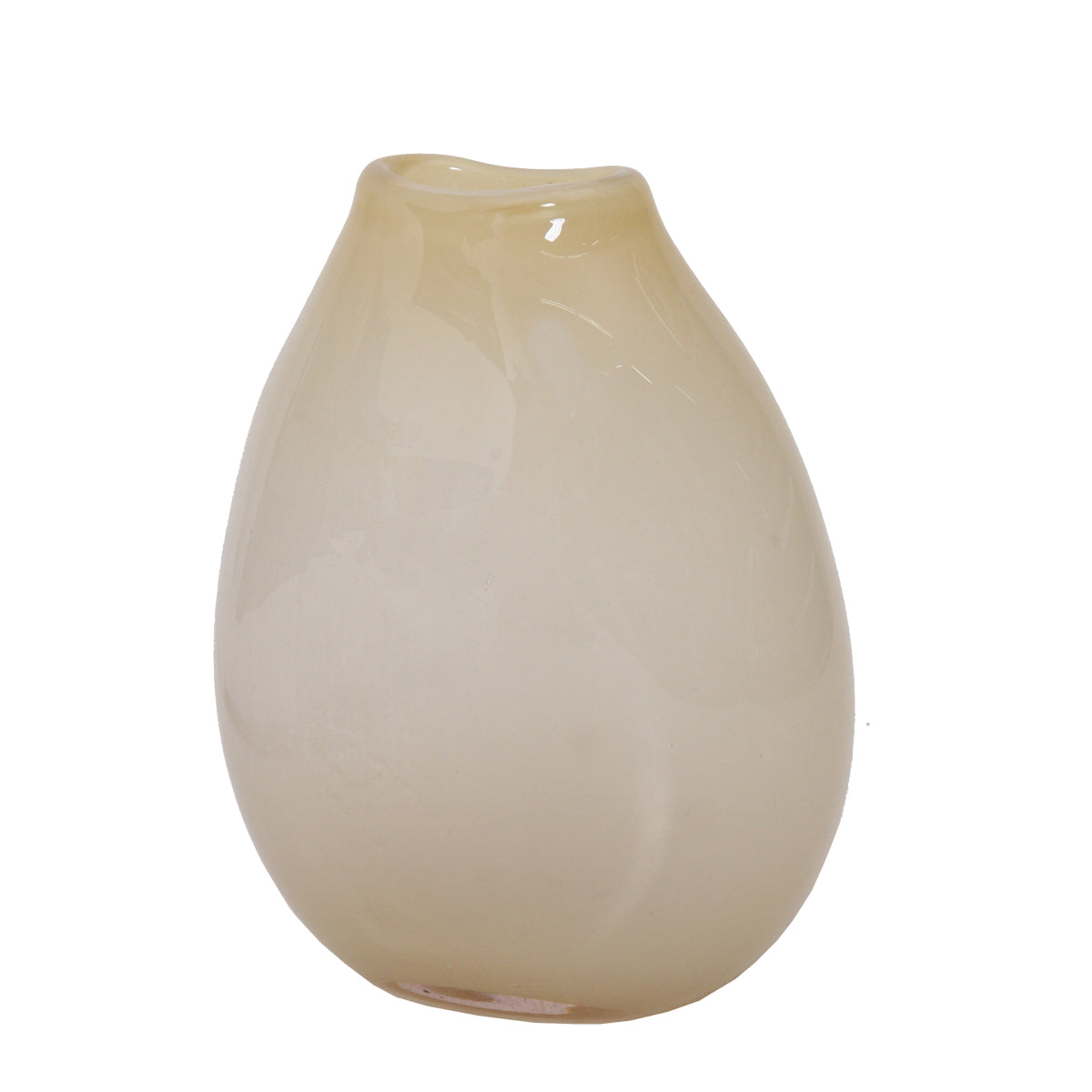 Glasvase flach beige/braun 22cm