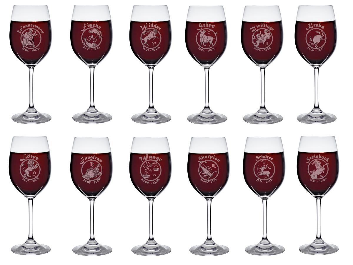 Weinkelch 300ml mit Sternzeichen-Gravur Bleikristall