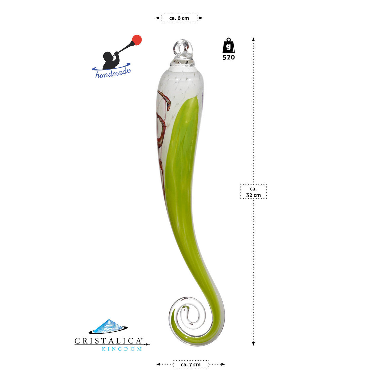 Glaszapfen Punto hängend klein Gartenflair 32 cm mit Stab