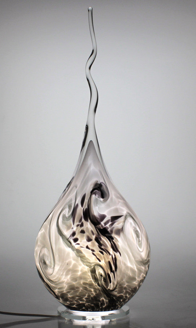 Glaslampe Flamme mit Glassockel 69cm Tischlampe Beleuchtung Dekoration
