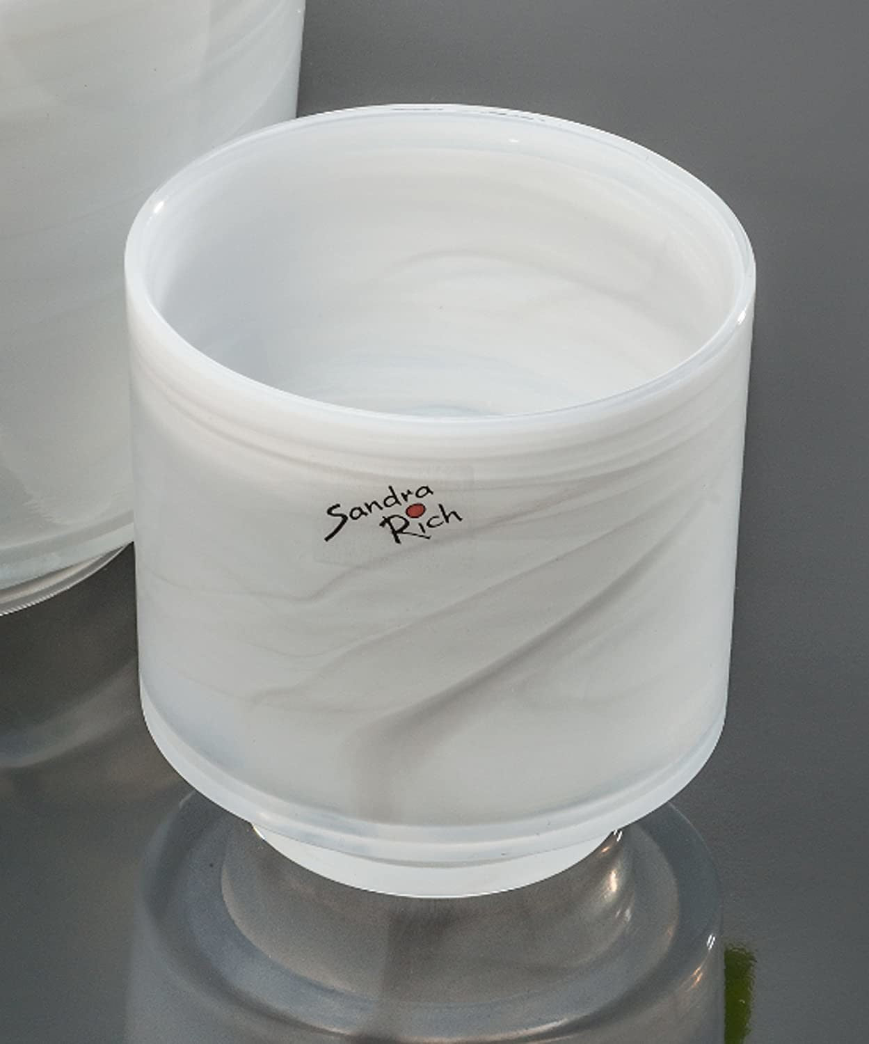 Orchideentopf aus Glas weiß Alabaster 10cm Übertopf Windlicht Votiv Dekoration