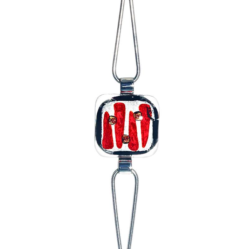 Armband mit Glasstein Rot Weiß Fusing
