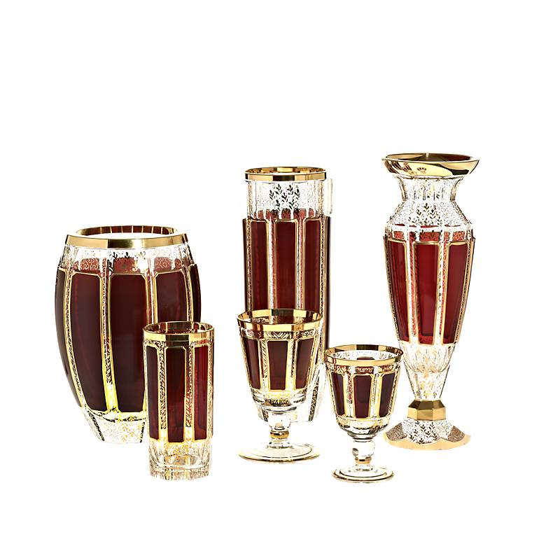 Trinkkelch Red Queen 150 ml, Rot/Gold, aus Glas