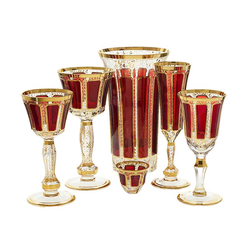 Trinkbecher Red Queen 5 cm, Rot/Gold, aus Glas
