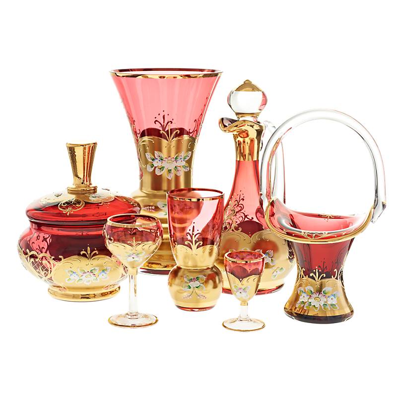 Dose mit Deckel Red Queen 19,5cm, Rot/Gold, aus Glas