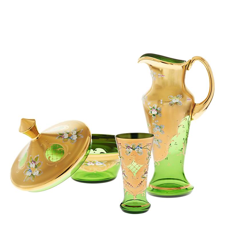 Trinkbecher Green Queen 250 ml, Grün/Gold, aus Glas