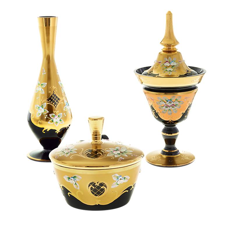 Flasche mit Verschluss Black Queen 500 ml, Gold/Braun, aus Glas