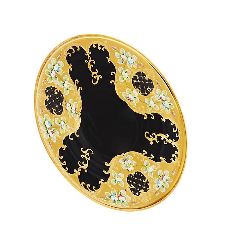 Teller Black Queen 32 cm, Gold/Braun, aus Glas
