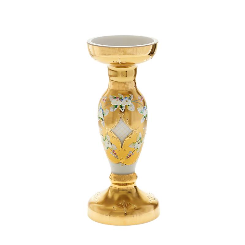 Kerzenhalter White Queen 21,5 cm, Weiß/Gold, aus Glas