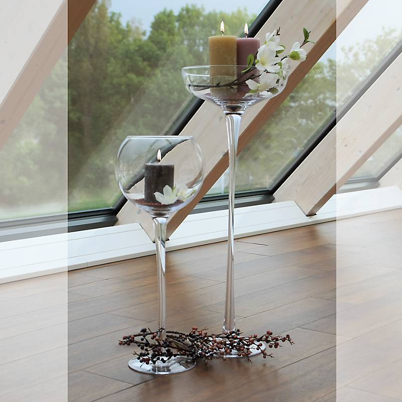 Glasschale auf Fuß Monaco Famous 70cm Kerzenhalter Deko Gefäß Klarglas Geschenk