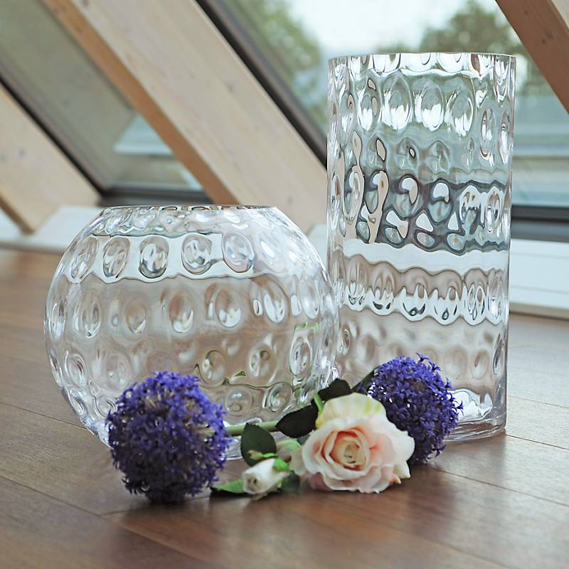 Glasvase Bubble Famous 40cm  Zylinder Blumenvase Deko Gefäß Klarglas Geschenk