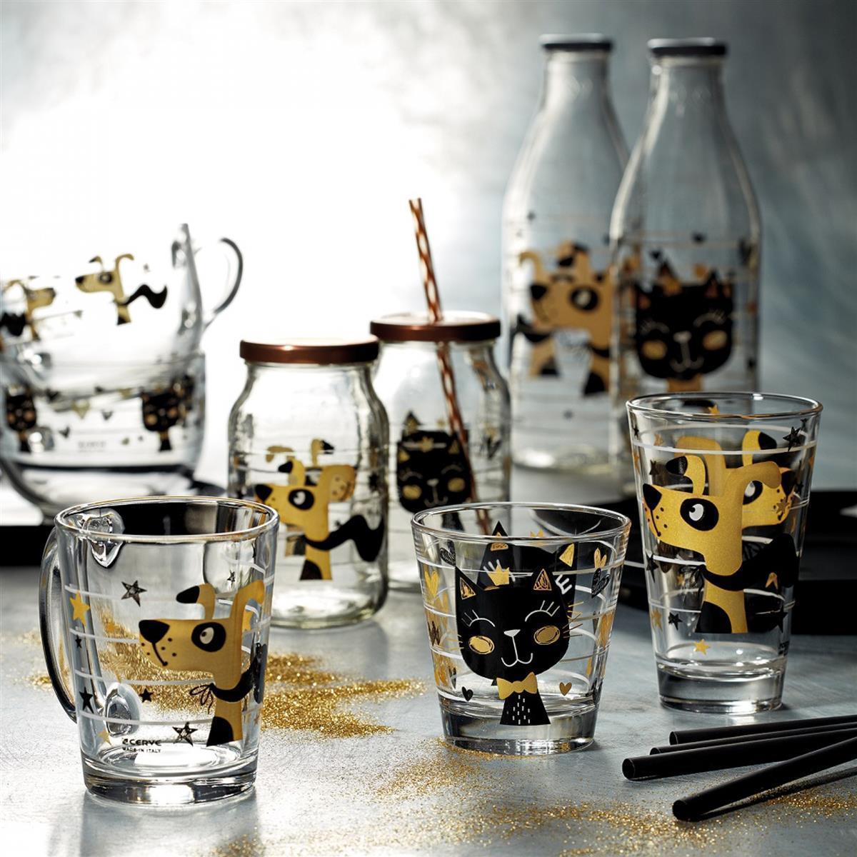 Glastasse mit Henkel Golden Pets 2er-Set 310 ml