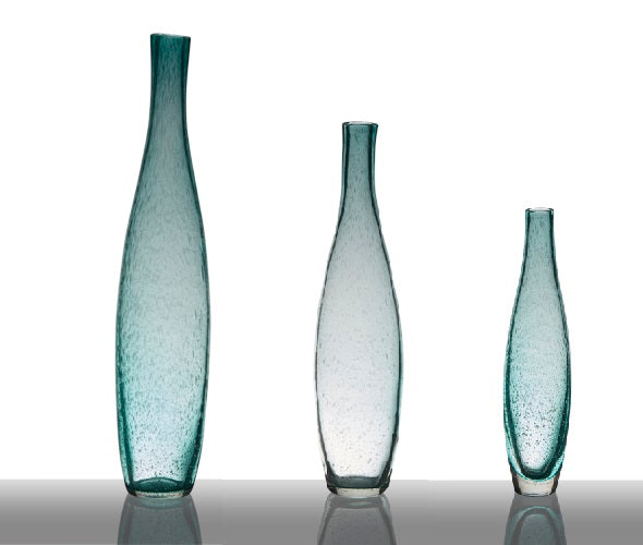 Glasvase Flaschenvase Dekovase Blütenvase Belly Aquablau 50 cm