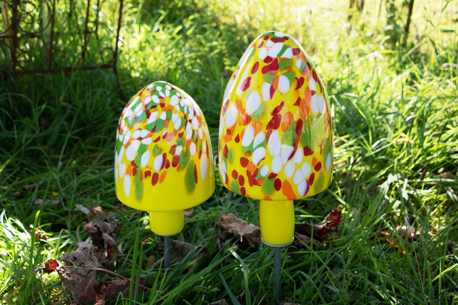 Glas-Hut-Pilz 33cm Gartenflair inkl. Stab