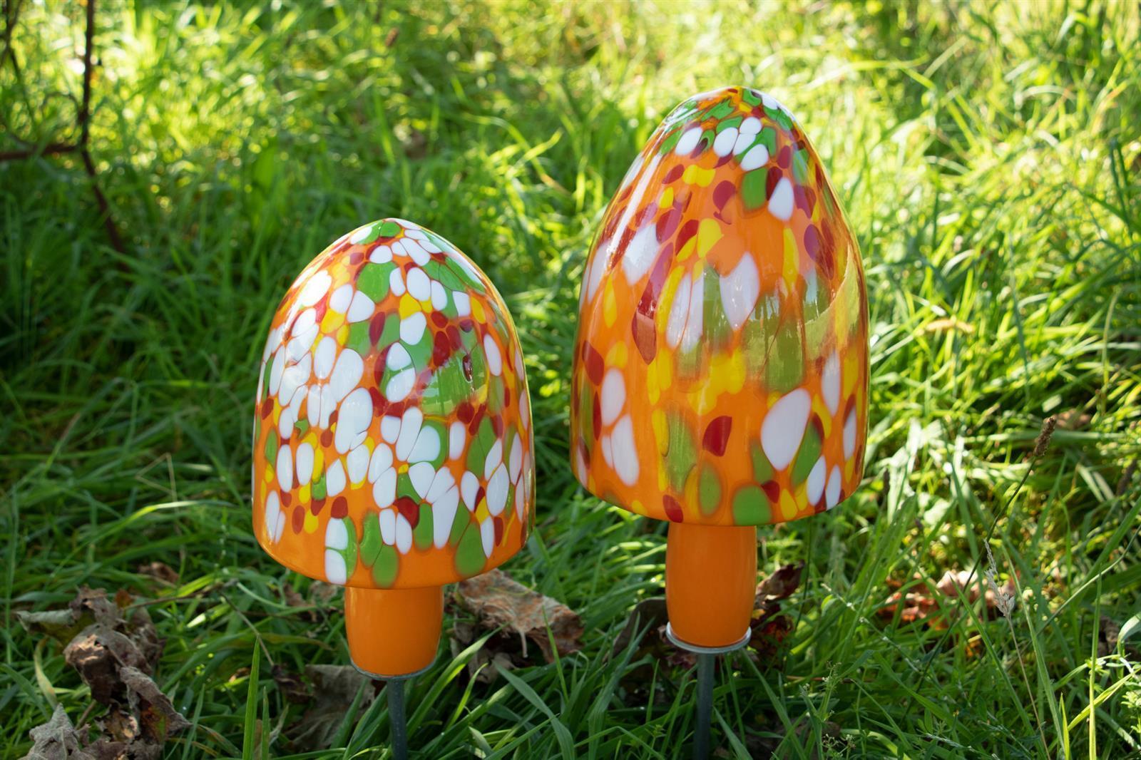Glas-Hut-Pilz 33cm Gartenflair inkl. Stab