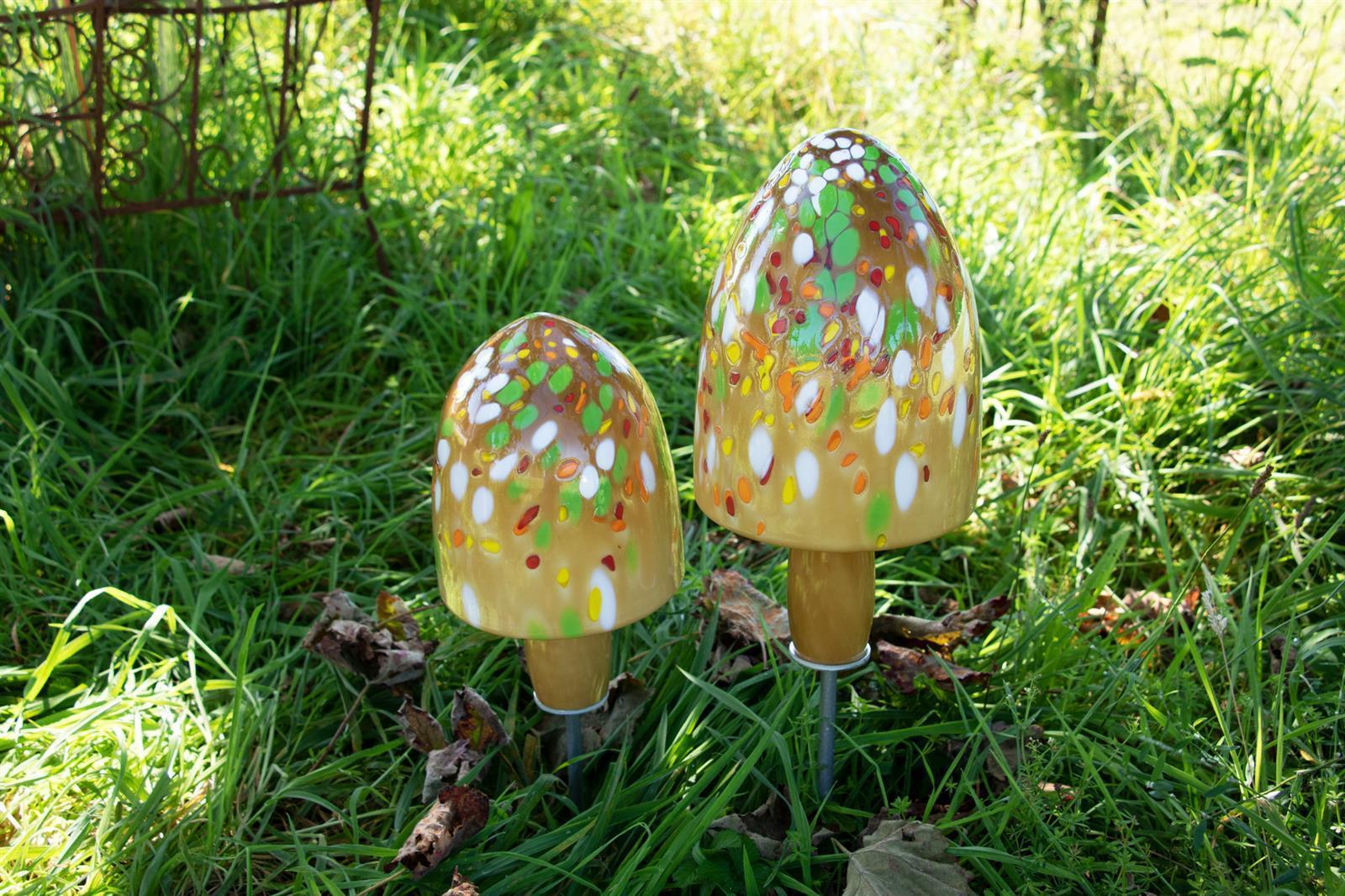 Glas-Hut-Pilz 33cm Gartenflair inkl. Stab